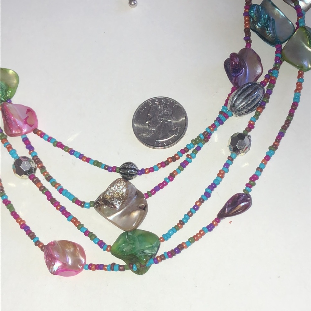 Multicolor Shell Beaded Boho Necklace - image 3